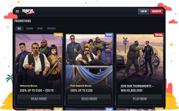 المكافآت والعروض الترويجية في كازينو MafiaCasino