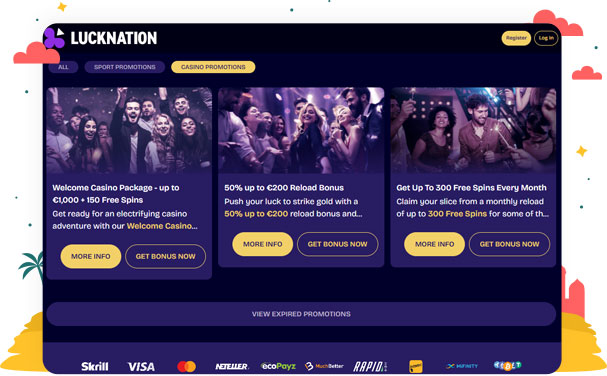 المكافآت والعروض الترويجية في كازينو LuckNation