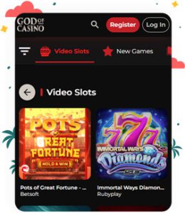 تسجيل الدخول والتسجيل في كازينو God of Casino