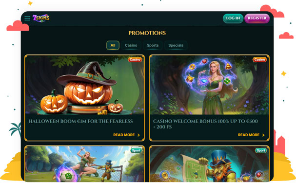 المكافآت والعروض الترويجية في كازينو 7Signs