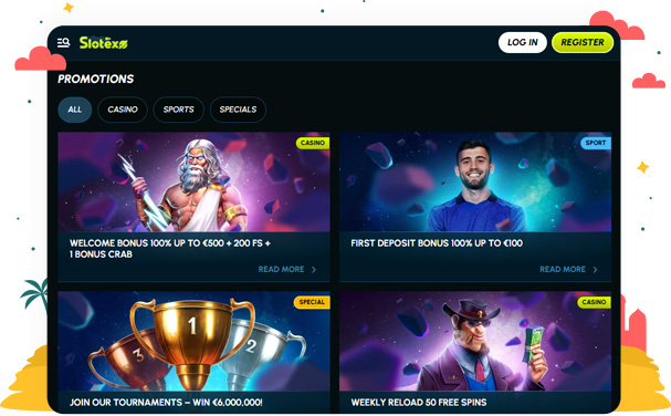 المكافآت والعروض الترويجية في كازينو Slotexo