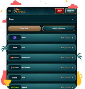 طرق الدفع في كازينو MyEmpire