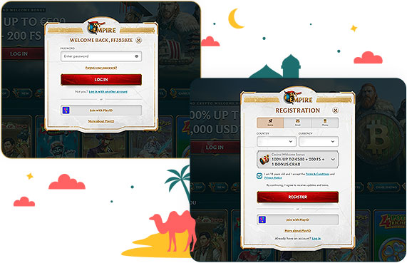 تسجيل الدخول والتسجيل في كازينو MyEmpire