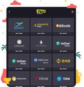 طرق الدفع في كازينو Yep Casino