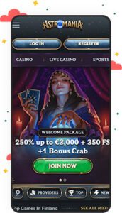 كازينو Astromania للأجهزة المحمولة