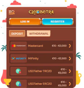 طرق الدفع في كازينو Cleobetra